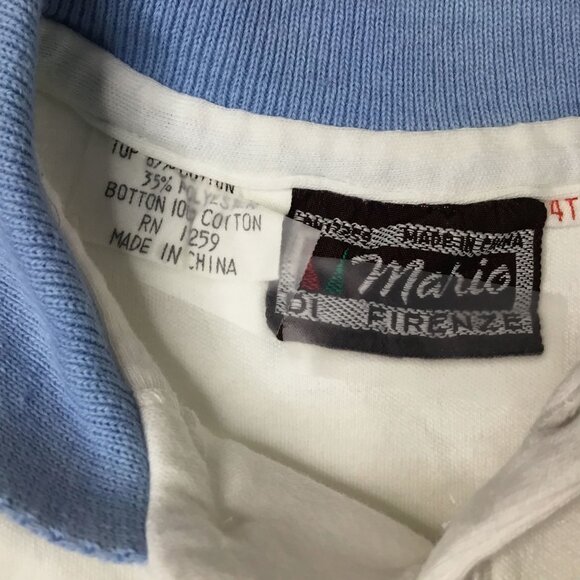 VTG MARIO Firenze Toddler Pilot Polo Shirt 4T White Blue Airplane Patch VBC - Picture 5 of 5